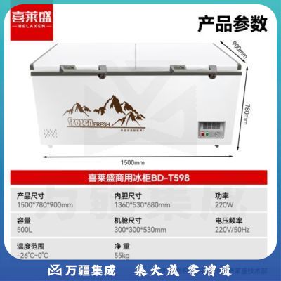 喜莱盛商用大容量冰柜冷柜保鲜柜冷藏冷冻雪糕卧式家用冰箱超市BD-T598