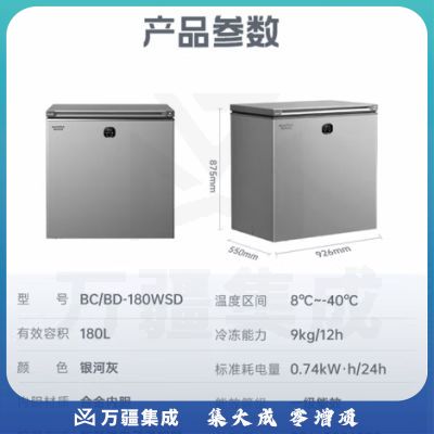 澳柯玛（AUCMA）180升风冷无霜冰柜家用商用单温冷藏柜冷冻柜小冰柜小型冷柜冰箱天际线系列 BC/BD-180WSD