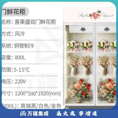 喜莱盛鲜花展示柜商用保鲜柜 花店市场鲜花植物陈列立式冷藏展示柜风冷 XLS-H12W白