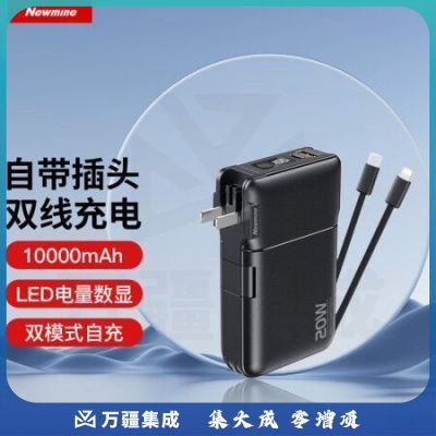 纽曼（Newmine）AL19充电宝自带线20W超级快充10000毫安时 带插头 黑