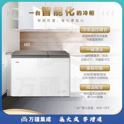 海尔（Haier）冰柜家用双温182升 冷藏冷冻双温双箱无需除霜卧式冷柜 一级能效电脑控温商用冰箱FCD-182XER