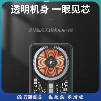 纽曼（Newmine）AL11透明磁吸充电宝苹果15W无线MagSafe快充5000毫安时朋克风20WPD快充移动电源 绿