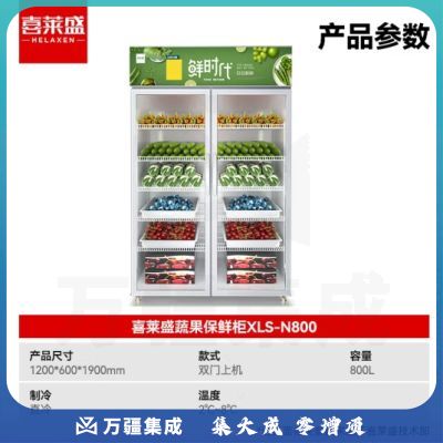 喜莱盛水果保鲜柜冷藏展示柜商用冰柜展示柜冷藏保鲜柜 超市水果店蔬菜水果鲜花保鲜柜双门XLS-N800