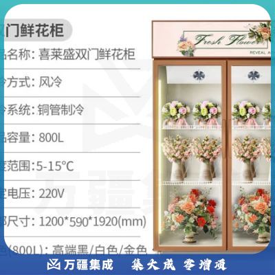 喜莱盛鲜花展示柜商用保鲜柜 花店市场鲜花植物陈列立式冷藏展示柜风冷XLS-H12J金