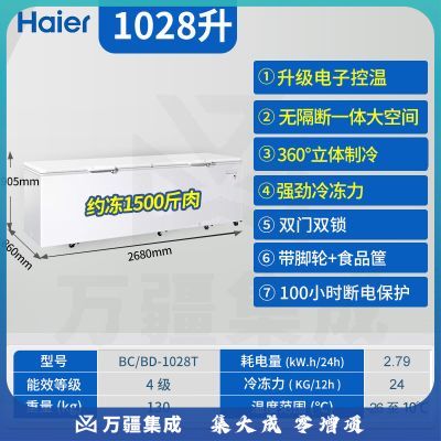 海尔（Haier）1028升冰柜商用 冷藏冷冻转换电子控温低温顶开门冷柜BC/BD-1028T