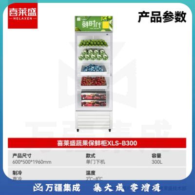 喜莱盛水果保鲜柜冷藏展示柜商用冰柜展示柜冷藏保鲜柜 超市水果店蔬菜水果鲜花保鲜柜单门XLS-B300