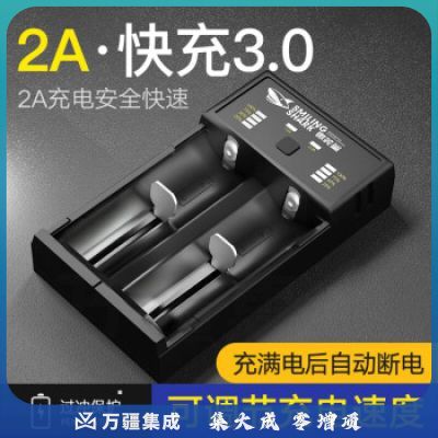 微笑鲨 18650锂电池3.7V-4.2V USB多功能2A双充充电器