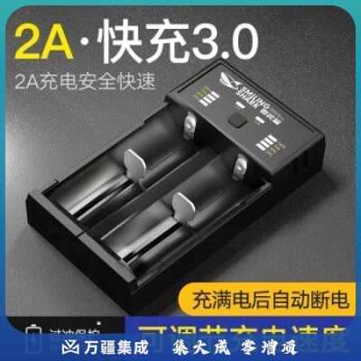 微笑鲨 18650锂电池3.7V-4.2V USB多功能2A双充充电器