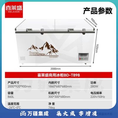 喜莱盛商用大容量冰柜冷柜保鲜柜冷藏冷冻雪糕卧式家用冰箱超市BD-T898