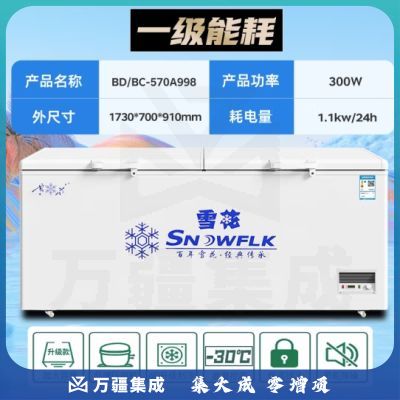 雪花【现货速发】冰柜商用家用大容量卧式冰柜冷柜冷藏冷冻转换柜速冻冷冻展示柜 998单温智能款【铜管一级能效】