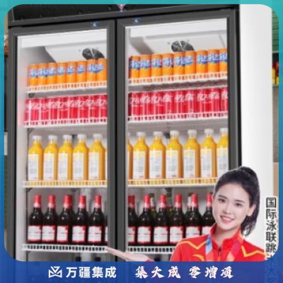 维仕美（Vvmax）饮料展示柜冷藏柜保鲜柜立式冰柜商用冰箱展示柜饮料柜水果保鲜柜冷饮柜啤酒柜 升级加大款双门上压机【绿黑】 直冷款