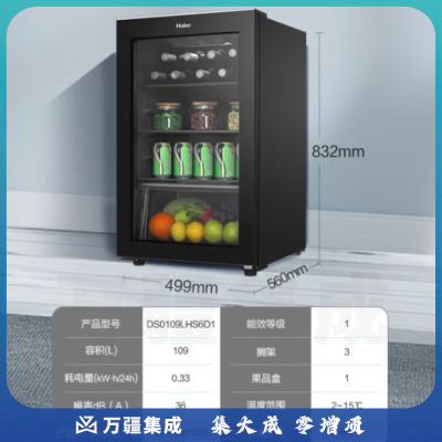 海尔（Haier）109升家用客厅办公室冷藏柜暖藏冰吧 饮料茶叶水果保鲜柜小型酒柜冰箱DS0109LHS6D1