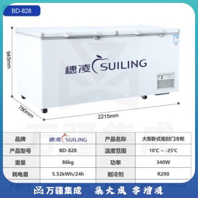 穗凌(SUILING)商用冰柜大容量冷柜 冷藏冷冻柜转换 厨房冰箱保鲜柜超市雪糕柜卧式雪柜BD-828