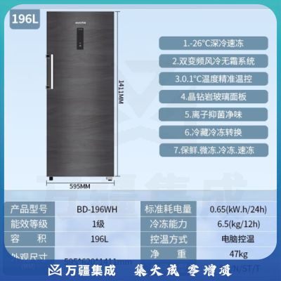 澳柯玛（AUCMA）冰箱风冷无霜一级能效立式冷冻冰柜侧开门家用商用母婴母乳风冷立柜 【196L星际岩】风冷无霜钢制面板