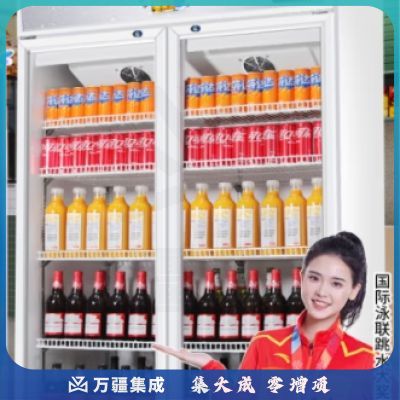 维仕美（Vvmax）饮料展示柜冷藏柜保鲜柜立式冰柜商用冰箱展示柜饮料柜水果保鲜柜冷饮柜啤酒柜 升级加大款双门上压机【蓝白】 直冷款