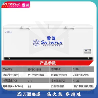 雪花（SNOWFLK）冰柜商用家用大容量卧式冰柜冷柜冷藏冷冻转换柜 BD/BC-1388a