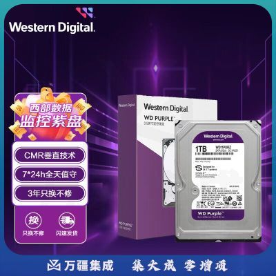 西部数据 监控级硬盘 WD Purple 西数紫盘 1TB CMR垂直 64MB SATA (WD11PURZ)