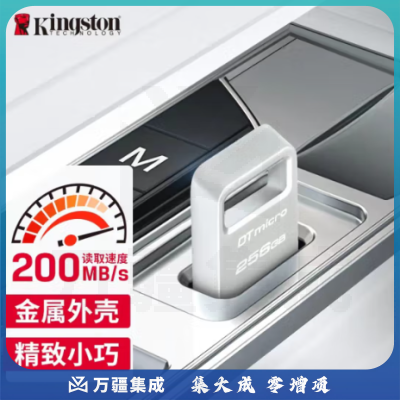 金士顿（Kingston）256GB USB3.2 Gen1 U盘 DTMC3G2 银色金属 迷你型车载U盘 读速200MB/s
