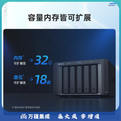 群晖（Synology）DS1821  搭配8块群晖 Plus系列 HAT3300 6TB硬盘 套装