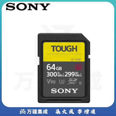 索尼（SONY）64GB SD存储卡 SF-G64T/T1 SF-G系列 TOUGH规格三防卡 读取300MB/S写入299MB/S 相机内存卡