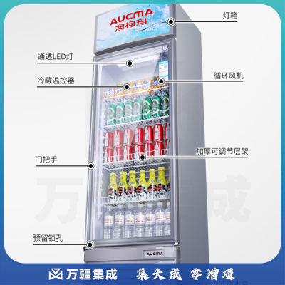 澳柯玛（AUCMA）278升冷藏展示柜 商用立式冰箱保鲜饮料冷柜 SC-278NE