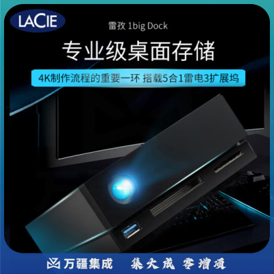 雷孜LaCie 4TB Type-C/雷电3/4 USB3.1 CF SD 企业级桌面移动硬盘 1big Dock 机械硬盘 高速CMR PMR 存储（STHS4000800） (