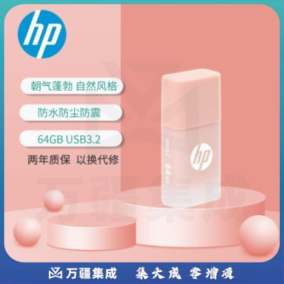 惠普（HP）64GB USB3.2gen 1 U盘 x768 暖心粉橘 高速商务可爱创意优盘 学生u盘