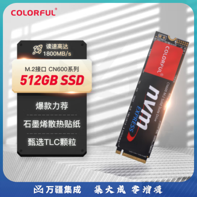 七彩虹(Colorful) 512GB SSD固态硬盘 M.2接口(NVMe协议) CN600系列 TLC颗粒