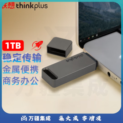 联想（thinkplus）1T USB3.1高速U盘TU100灰色 金属迷你移动优盘办公投标电脑系统车载多功能通用