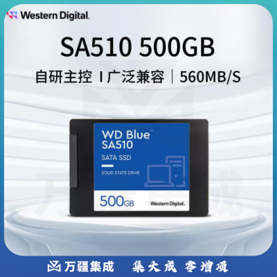 西部数据（WD) 500GB 笔记本台式机电脑 SSD固态硬盘 SA510 SATA Blue系列 3D技术 高速读写 WDS500G3B0A