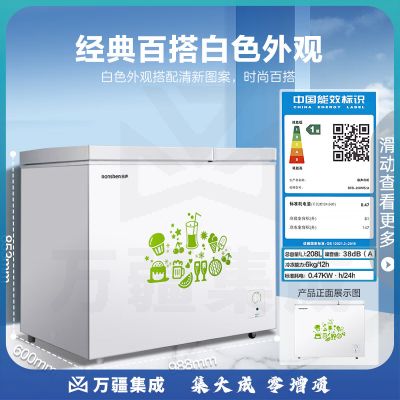 容声(Ronshen) 208升大容量冰柜家用商用冷藏冷冻双温冷柜 一级能效 卧式厨房冰箱BCD-208MS/A