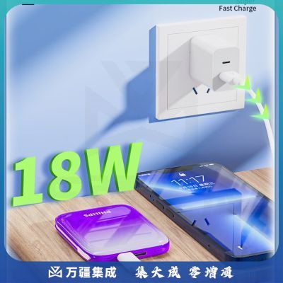 飞利浦 充电宝快充自带线 苹果MFI认证便携小巧迷你PD20W大功率移动电源三口输出10000mAh