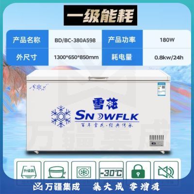 雪花【现货速发】冰柜商用家用大容量卧式冰柜冷柜冷藏冷冻转换柜速冻冷冻展示柜 598单温智能款【铜管一级能效】