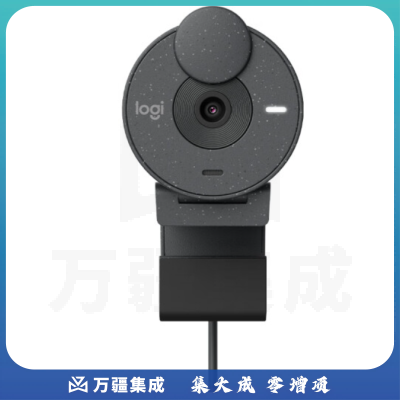 罗技(Logitech) BRIO 300高清网络摄像头 电脑网课会议直播家用台式主动降噪1080P 黑色