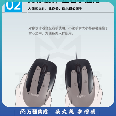 罗技（Logitech）M90 有线鼠标 即插即用 舒适可靠 黑色