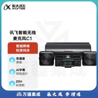 科大讯飞 智能无线麦克风C1 一拖二领夹麦克风 直播设备录音采访视频VLOG手机单反 专业收音话筒 标准款