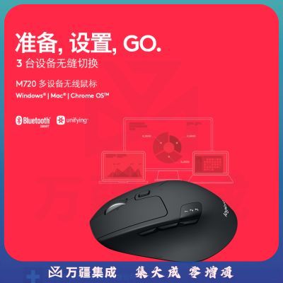 罗技（Logitech）M720 蓝牙优联双模无线鼠标 蓝牙鼠标侧键大手鼠标舒适