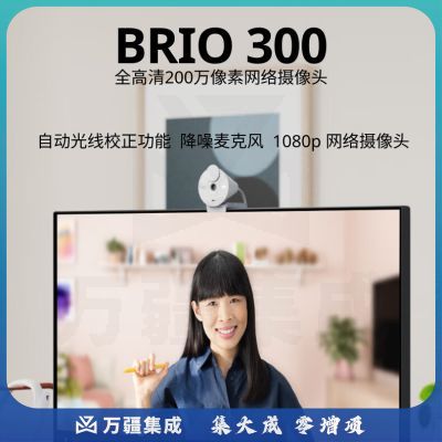 罗技（Logitech）Brio 300 全高清网络摄像头 电脑笔记本视频摄像头 会议网课家用摄像头 石墨黑