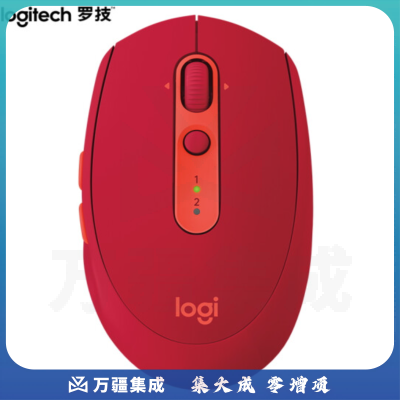 罗技 M590 轻音鼠标 无线蓝牙双模 办公鼠标 对称鼠标 带优联接收器 多设备静音无线鼠标_宝石红