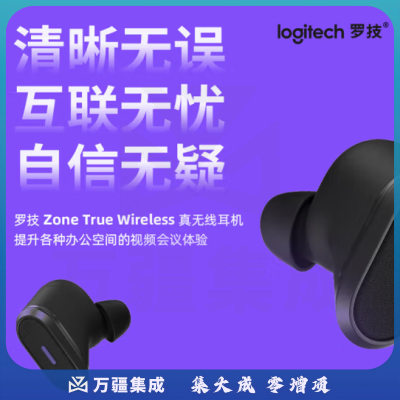 罗技（Logitech）Zone True Wireless 真无线入耳式商用耳机 黑色