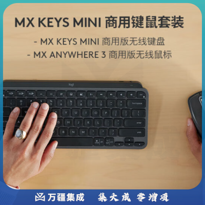 罗技大师系列 MX KEYS MINI+Anywhere 3 商用键鼠套装 带Bolt接收器 黑色