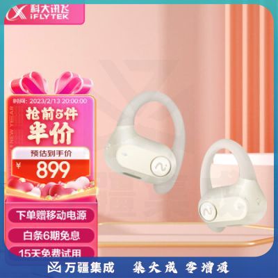 科大讯飞开放式办公耳机iFLYBUDS Air 无线蓝牙耳机 骨传导升级气传导运动录音耳机 超长续航 适用苹果华为