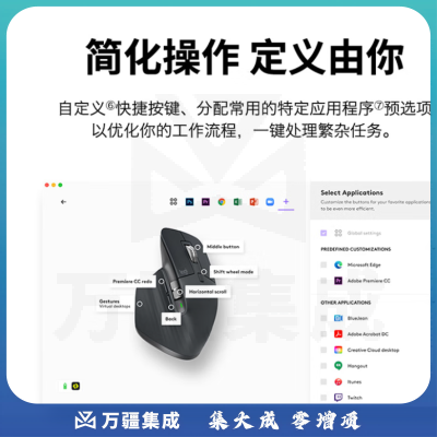 罗技(Logitech)MX Master 3S 鼠标 无线蓝牙鼠标 办公鼠标 右手鼠标 石墨黑 带Logi Bolt无线接收器